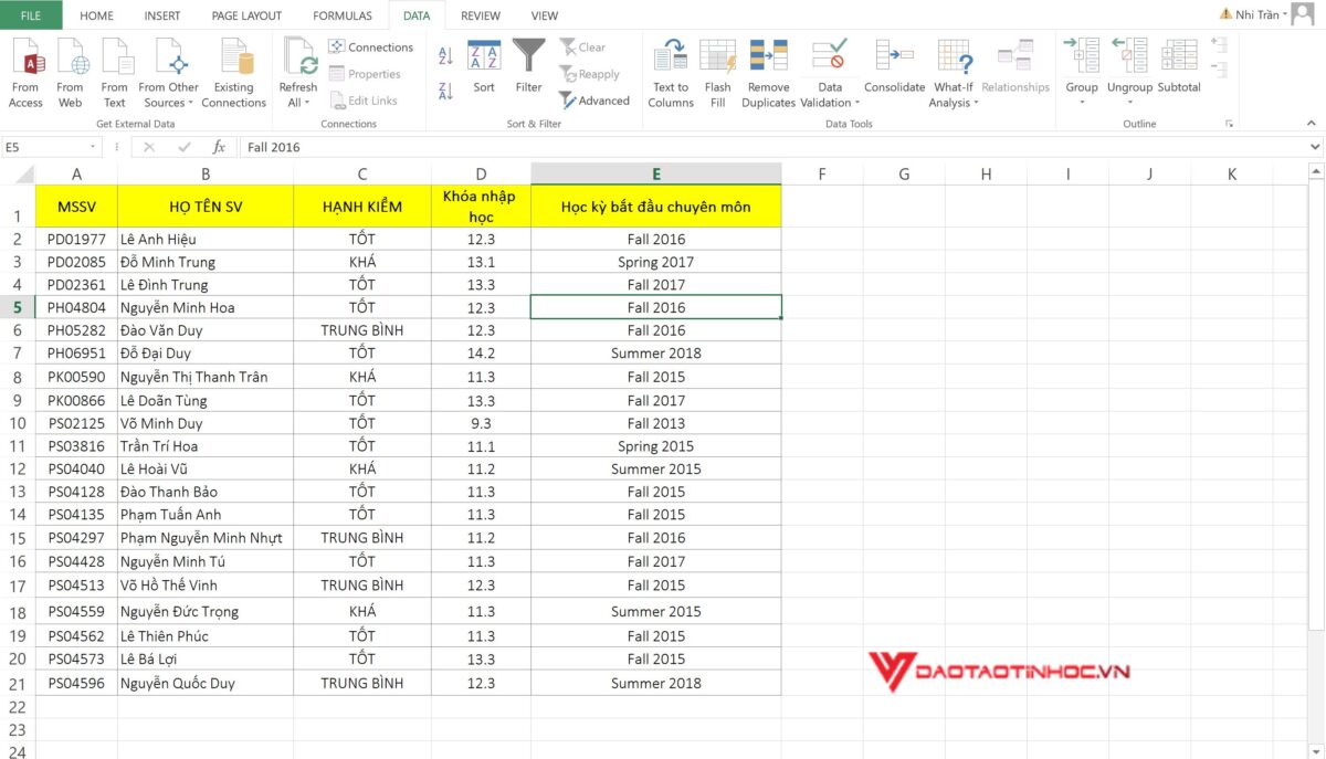 Cách sử dụng Autofilter để lọc dữ liệu trong Excel