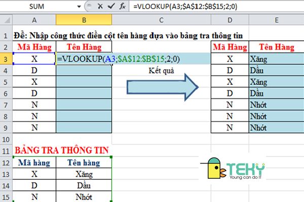 Cách sử dụng hàm vlookup nhiều điều kiện trong Excel